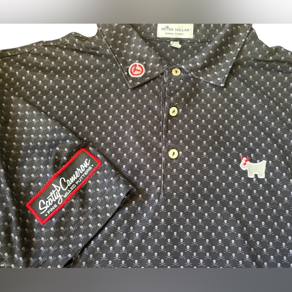 SCOTTY CAMERON GALLERY Circle T Summer Comfort Wild Bull Skulls Polo XXL Black - Picture 1 of 3